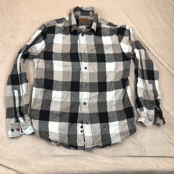 Woolrich Mens Button-Up Shirt Medium White Gray Long-Sleeve Casual Top Pocket - Picture 7 of 8